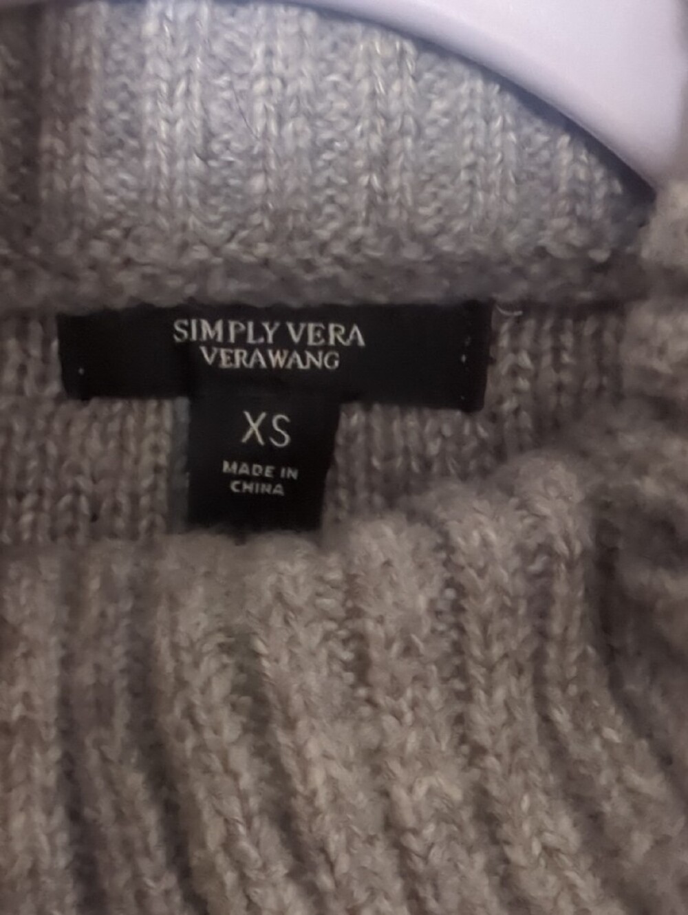 Simply Vera Vera Wang Gray Cable Knit Tunic Length Turtleneck Sweater - Picture 4 of 4